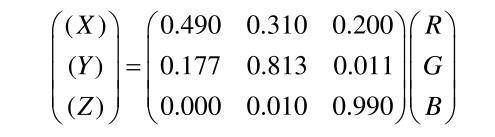 RGB顏色空間轉換XYZ顏色空間
