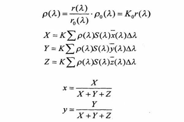 反射比和色度值計算公式